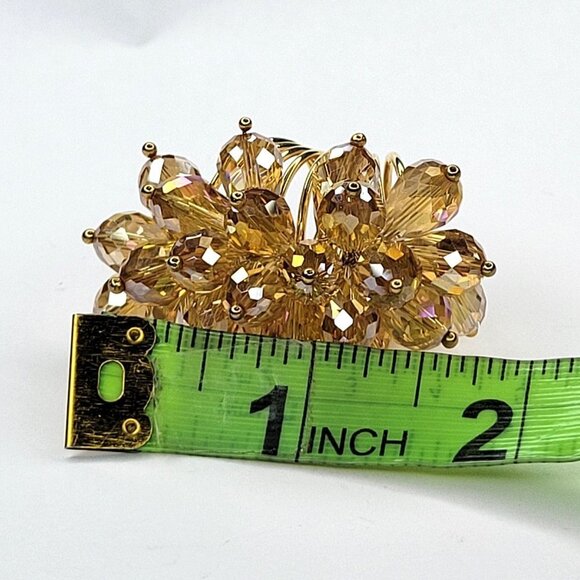 Swaroski Crystal Ring Flamboyant Unique Crystal Bicone Beaded Cluster Ring - Picture 13 of 14